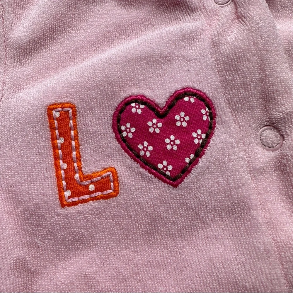 Carter’s Love Terrycloth Footed One Piece Pajamas in Light Pink - Size 9 Months